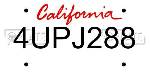 4UPJ288 California License Plate