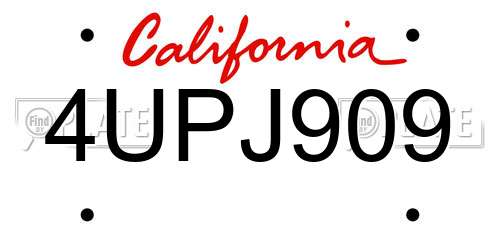 4UPJ909 California License Plate
