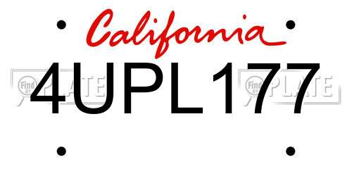 4UPL177 California License Plate