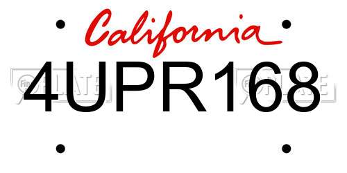 4UPR168 California License Plate