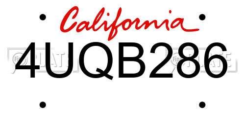 4UQB286 California License Plate