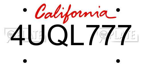 4UQL777 California License Plate