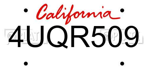 4UQR509 California License Plate