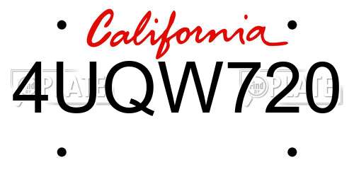 4UQW720 California License Plate