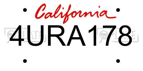 4URA178 California License Plate