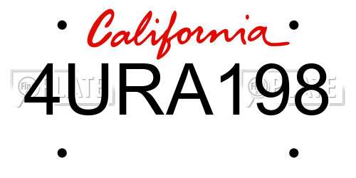 4URA198 California License Plate