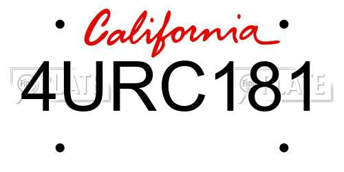 4URC181 California License Plate
