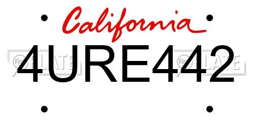 4URE442 California License Plate