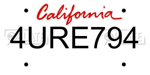 4URE794 California License Plate