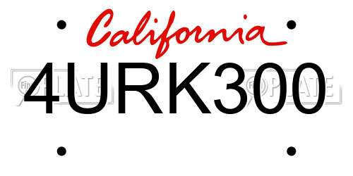 4URK300 California License Plate