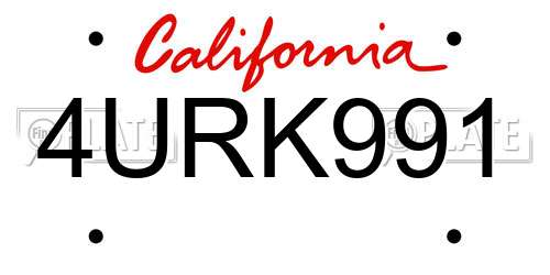 4URK991 California License Plate