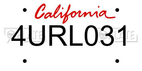 4URL031 California License Plate