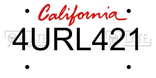 4URL421 California License Plate