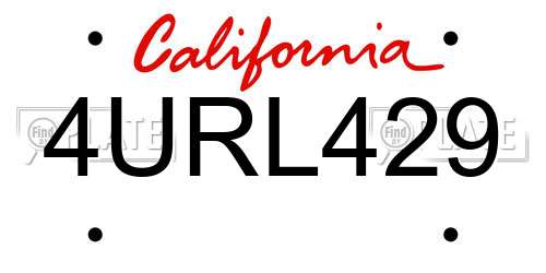 4URL429 California License Plate