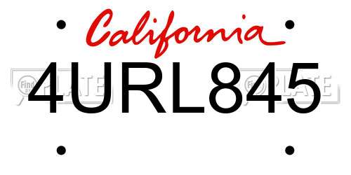 4URL845 California License Plate