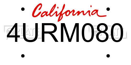 4URM080 California License Plate