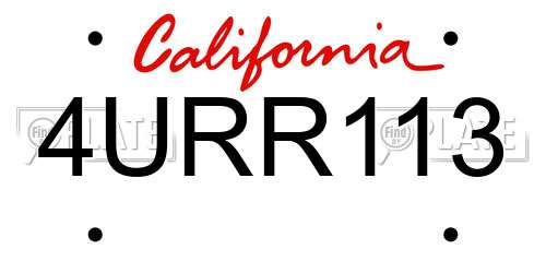 4URR113 California License Plate