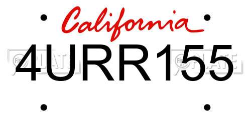4URR155 California License Plate