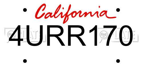 4URR170 California License Plate