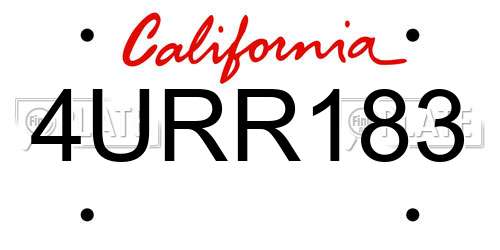 4URR183 California License Plate