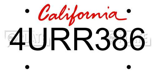 4URR386 California License Plate