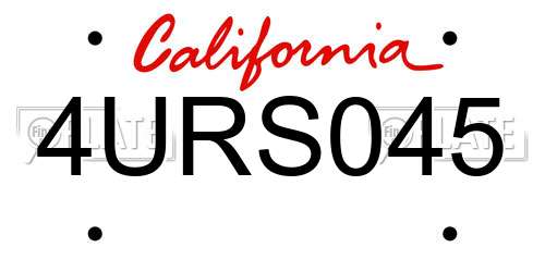 4URS045 California License Plate