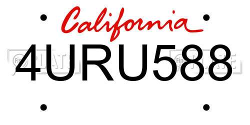 4URU588 California License Plate