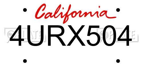 4URX504 California License Plate