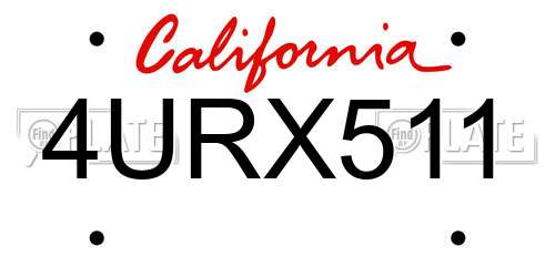 4URX511 California License Plate
