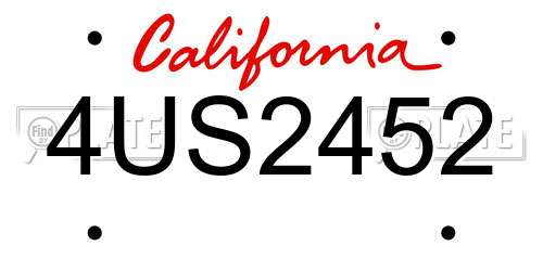 4US2452 California License Plate