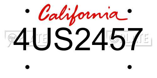 4US2457 California License Plate
