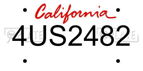 4US2482 California License Plate