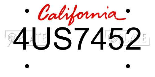 4US7452 California License Plate