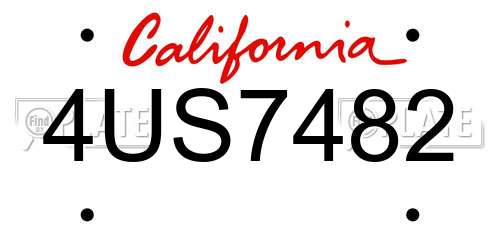 4US7482 California License Plate