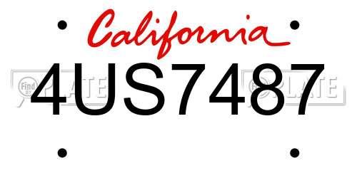 4US7487 California License Plate