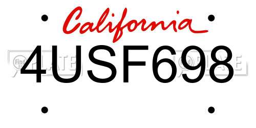 4USF698 California License Plate
