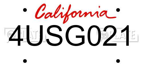 4USG021 California License Plate