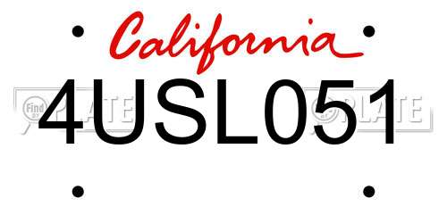 4USL051 California License Plate