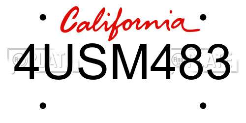 4USM483 California License Plate