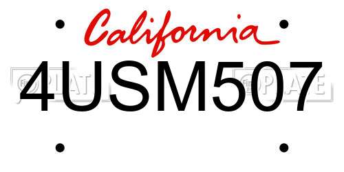 4USM507 California License Plate