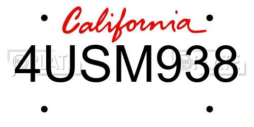 4USM938 California License Plate