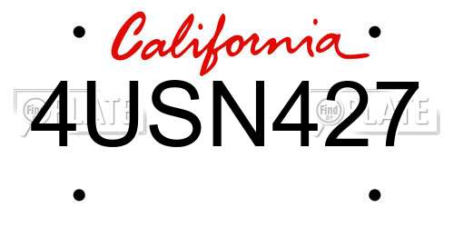 4USN427 California License Plate