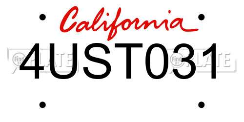 4UST031 California License Plate