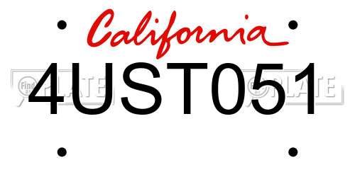 4UST051 California License Plate