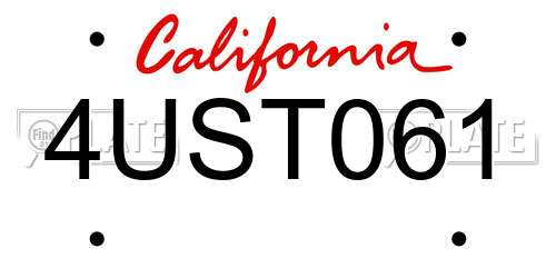 4UST061 California License Plate