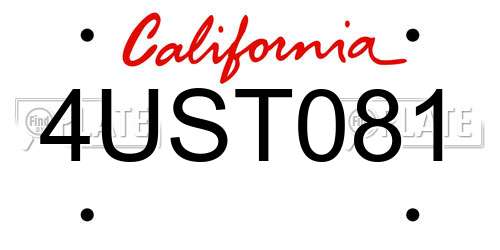4UST081 California License Plate