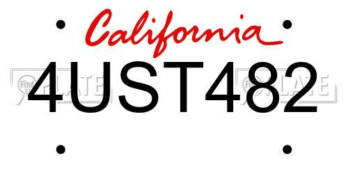 4UST482 California License Plate