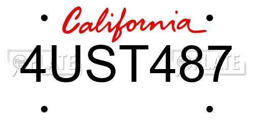 4UST487 California License Plate