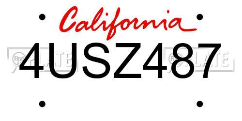4USZ487 California License Plate