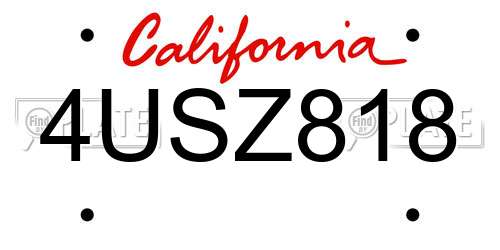 4USZ818 California License Plate